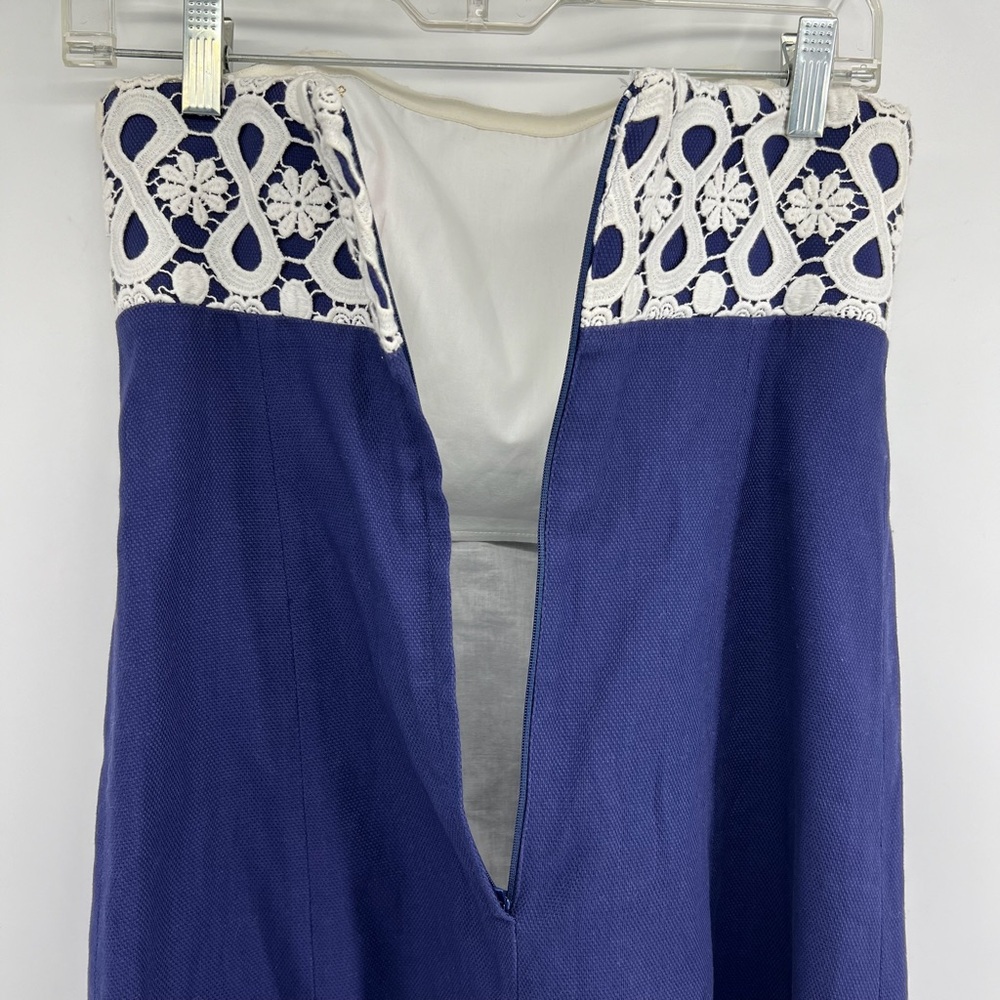 Lilly Pulitzer Sz 4 Navy Blue and White Embellished Strapless Dress - Picture 10 of 11
